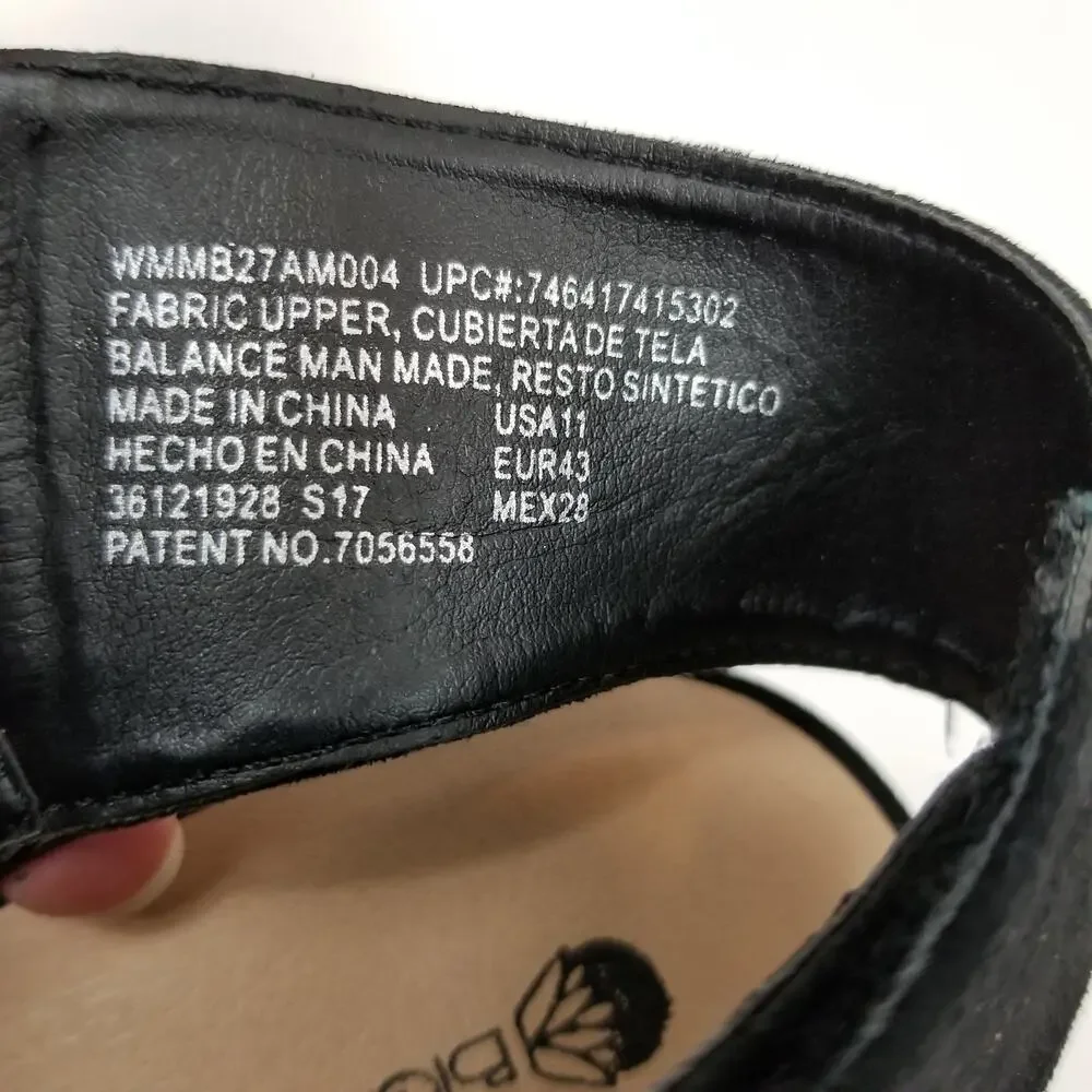 Big Buddha Black Faux Suede Lasercut Peep Toe Sandals Size 11